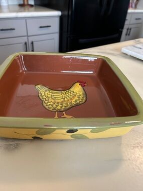 Home Essentials & Beyond Tuscan Hand Painted Rooster Ceramic Baking Dish